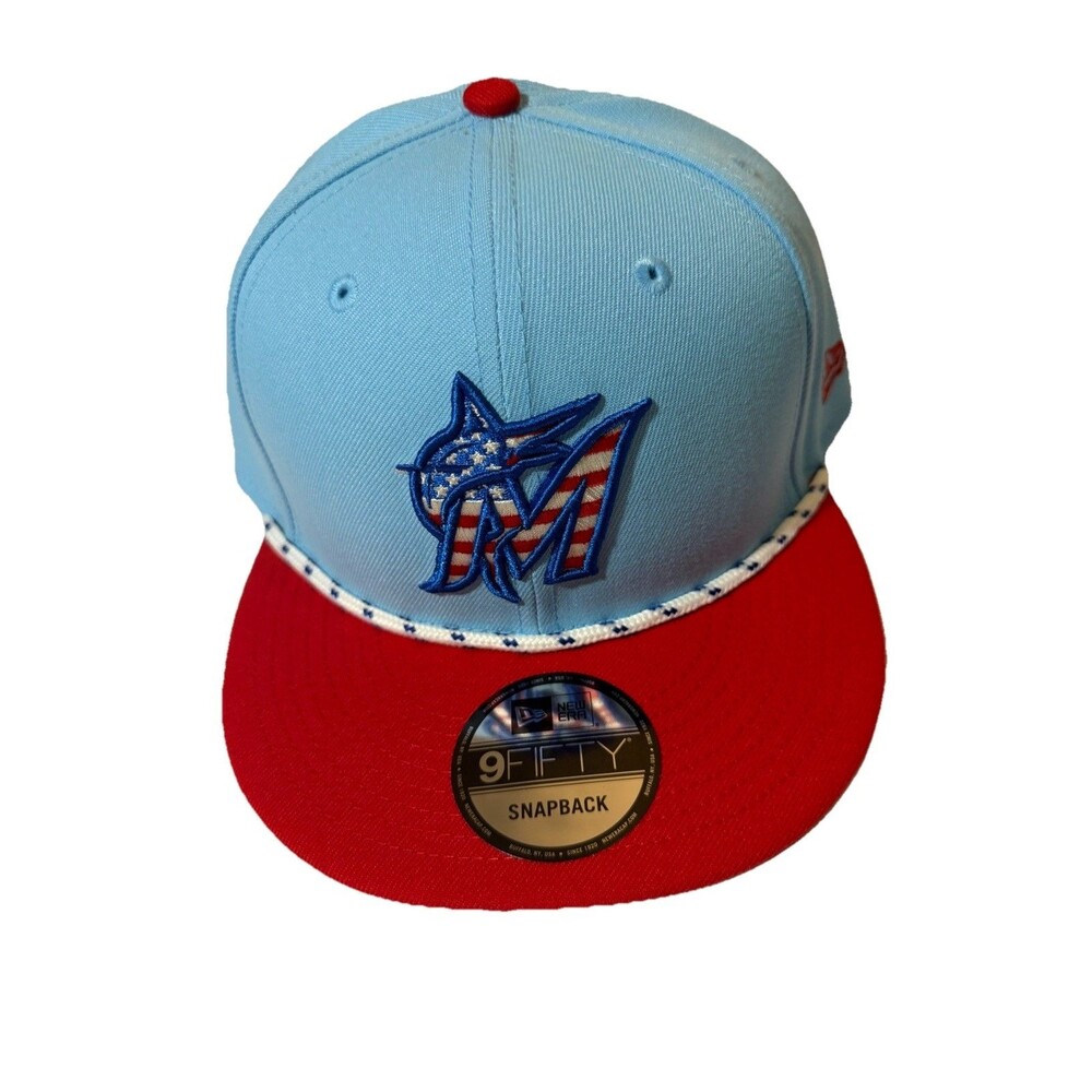 NWT New Era Miami Marlins 9FIFTY Independence Day 4th Of July Snapback Hat